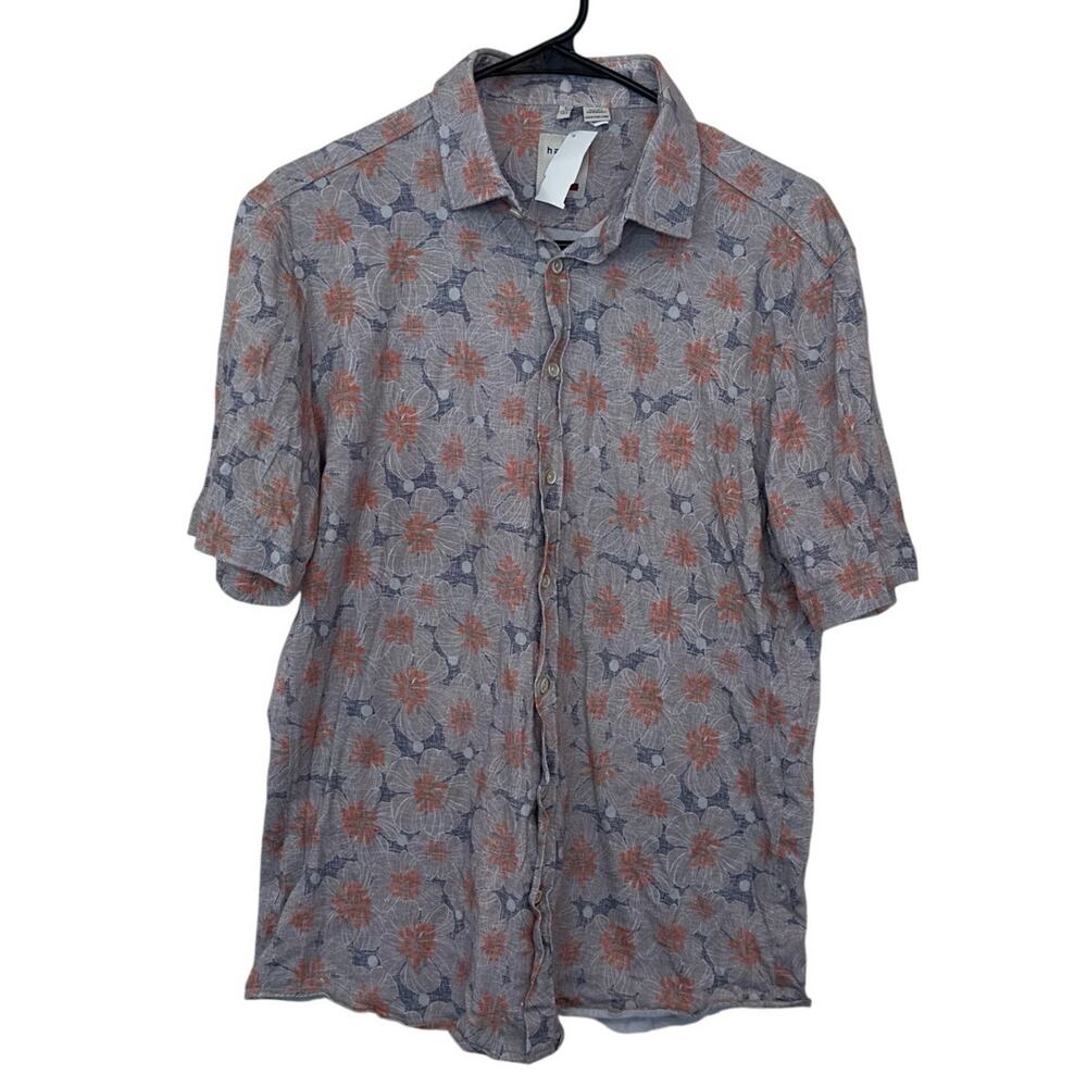 Haupt Germany NWOT Men’s Short Sleeve Button Down Shirt Size L Floral Tropical